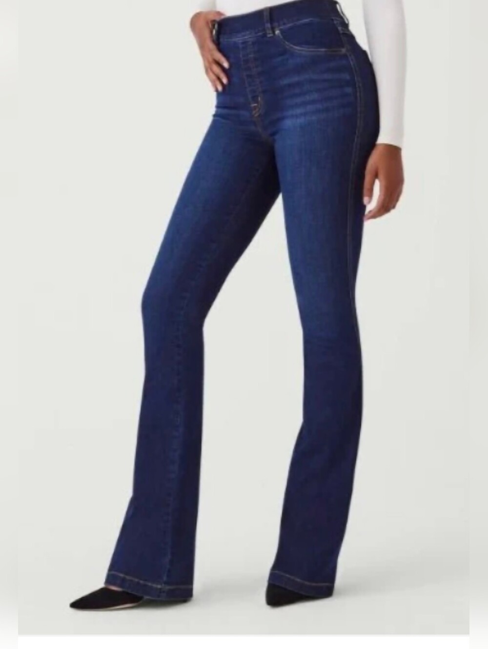SPANX Deep Indigo High-Rise Bootcut Jeans